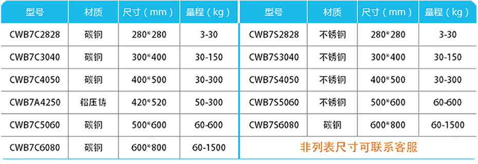 高精度计重台秤-CWB7产品参数